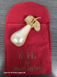 Vintage KJL Kenneth J. Lane Strass Birne Brosche goldfarben signiert neuwertig! w tasche - Bild 1 von 3