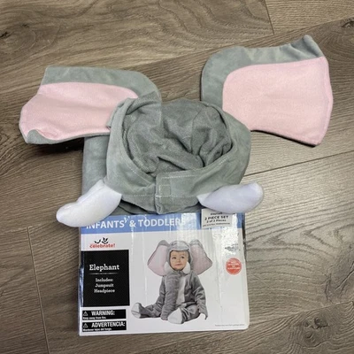 Elephant Baby Halloween Costume Infant size 0-6 mo 2pc  Jumpsuit & Headpiece NEW - Image 1 of 4
