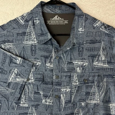 Croft & Barrow Quick Dry Shirt Mens Large Tall LT Blue Boats Performance Vented - Image 1 of 4