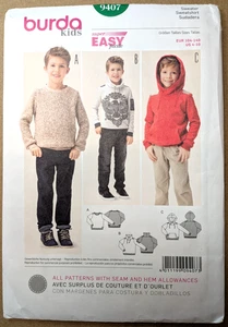 BURDA Kids Pattern 9407 Boys Sweater Hoodie Size 4-10 Uncut - Picture 1 of 3