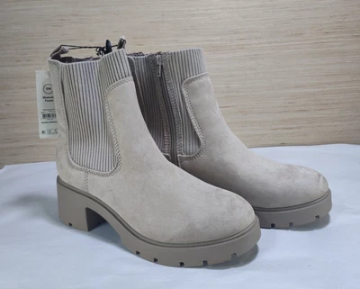 Botas Chelsea Femininas Sem Limites Tamanho 12 Largura Larga Bege Botas Sapatos - Imagem 1 de 4
