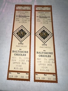 Baltimore Orioles Full Tickets May 3rd 1992 Cal Ripken Jr Game Streak. Ex - Picture 1 of 2
