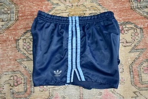 Vtg 80s Adidas Blue Shiny Nylon Glanz Sprinter Shorts West Germany W32-W36 M/L - Picture 1 of 8