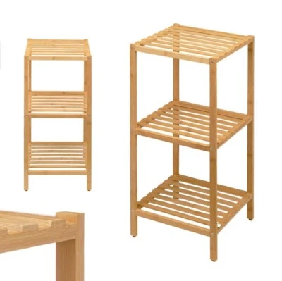 Scaffale in Legno Bambù 33x32 H 77.5 cm Multiuso 3 Ripiani Camera Ingresso Bagno - Immagine 1 di 4