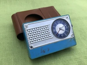 Vintage Soviet Mechanical Alarm Clock Luch Pocket USSR Blue - Picture 1 of 13