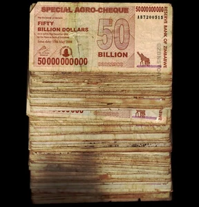 100 x 50 Milliarden Dollar Simbabwe Special Agro Scheck 100 Stück 2008 beschädigt + CoA - Bild 1 von 4