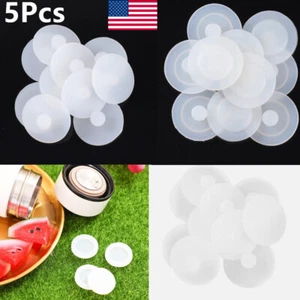 5 Pcs White Silicone Water Bottle Lid Plugs Non Spill Air Tight Caps Plug Gasket - Picture 1 of 20