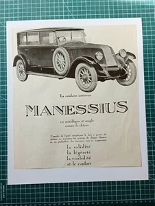 ZM050 belle publicité automobile circa 1930 voiture Manessius - Imagen 1 de 1