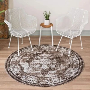 Unique Loom Sofia Collection Area Rug - Salle Garnier (5' 3" Round, Black/ Iv... - Picture 1 of 10
