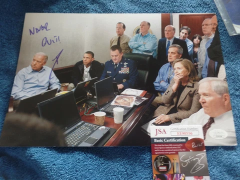 Robert O'Neill autographed 8x12 photo in War Room Bin Liden Raid  JSA Cert Cover