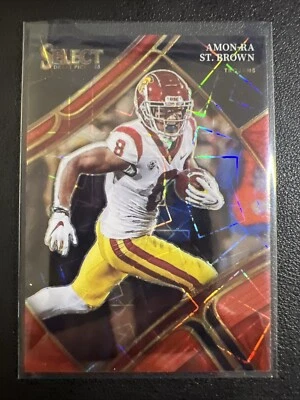 2023 Panini Select Draft Picks #156 Amon-Ra St. Brown Red Lazer Prizm - Image 1 of 2