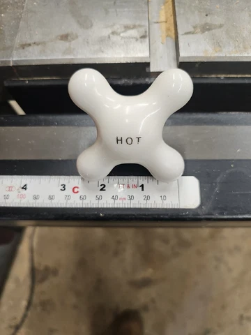 Antique White Porcelain Cross Hot Knob Handle Bath Sink Tub Cover