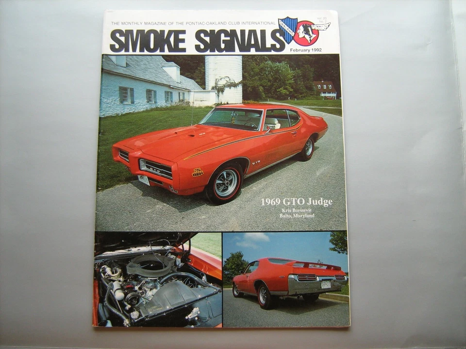 Pontiac Oakland Club Smoke Signals February 1992--1962,92 Bonneville, 1969 GTO - Image 1 of 1