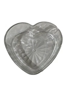 Plato de caramelo vintage Libby de vidrio transparente en forma de corazón de 6" regalo de San Valentín pesado - Imagen 1 de 12