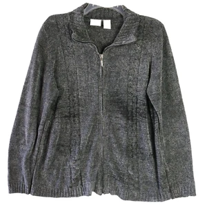 Erika Damen Gr. L grau weicher Pullover Stretch durchgehender Reißverschluss - Bild 1 von 12