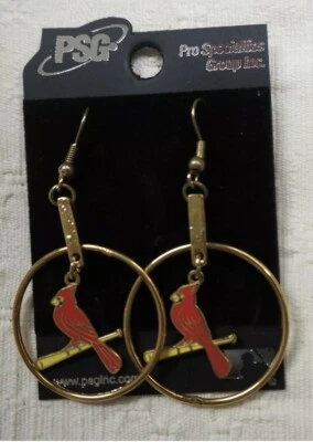 Auténticos Pendientes de Aro Colgantes de Oro de los Cardenales de San Luis Producto con Licencia MLB ¡Nuevo! Foto 1 de 2