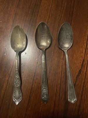 Lote de 3 cucharas antiguas plateadas Mount Vernon Palacio de Arte Núcleos Jubileo de Plata Foto 1 de 4