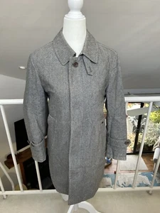 Herno Mens Unisex Wool Overcoat Jacket Made In Italy 3/4 Sleeve Gray Lined XS - Picture 1 of 13