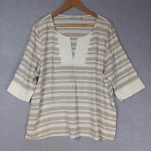 Sportscraft Women's Striped Size 18 Linen Blend 3/4 Sleeve Lightweight Top - Picture 1 of 7