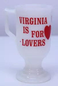 Tazza caffè Virginia Is For Lovers vetro latte vintage piedistallo manico federale ACL - Foto 1 di 14