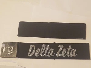 DELTA ZETA Sorority FABRIC Headband NWT Black and Silver SPARKLE - Picture 1 of 1