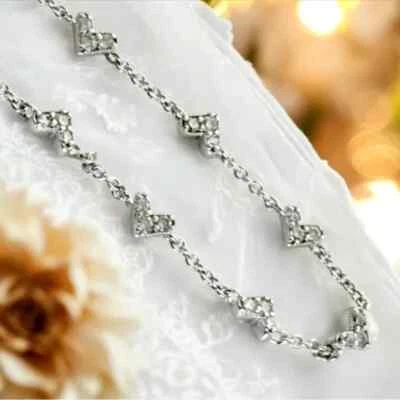 Kendra Scott Haven Heart White Crystal Chain Bracelet Silver. Retail $75 - Image 1 of 4