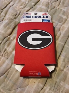 GEORGIA BULLDOGS KOOZIE CAN COOLER NEW DOUBLE SIDED FLAT - Picture 1 of 2
