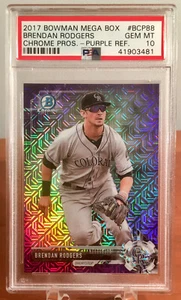 2017 Bowman Chrome Mega BRENDAN RODGERS Pre Rookie Purple Refractor /250 PSA 10 - Picture 1 of 2