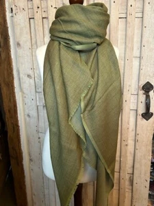Pashmina de lana y seda superfina reversible XL verde de Pashmina Love. - Imagen 1 de 4