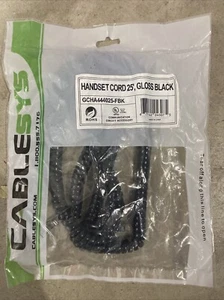 Handset Cord Black 25ft CableSys Telephone Receiver Curly Wire Cable - Zdjęcie 1 z 1