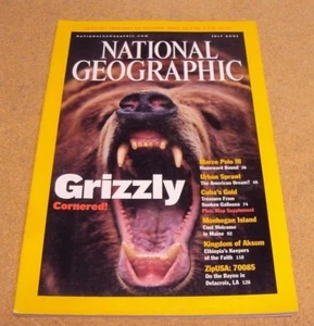 National Geographic July 2001 Grizzly Cornered! Marco Polo III Cuba Gold Aksum - Picture 1 of 5