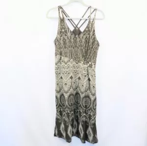 Athleta Size Large Lined Strappy Dress. Brown Paisley Pattern with Shelf Bra - Picture 1 of 8