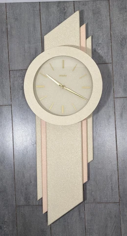 Vintage 80s Empire Wall Clock Geometric Art Deco Mid Century Modern Retro Cover