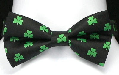 Trébol Irlandés Para Hombres Pajarita Ajustable Día de San Patricio Pajarita Negra Irlandesa  Foto 1 de 2