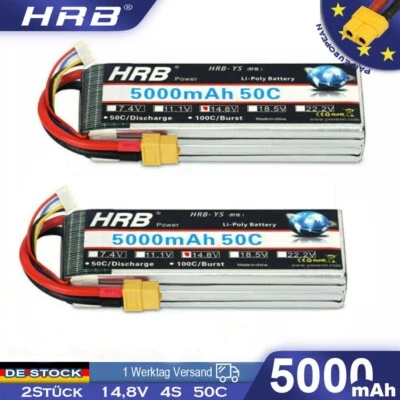 2Stück 14,8V 5000mAh 4S Lipo Akku XT60 für RC Hubschrauber Flugzeug Auto LKW FPV - Bild 1 von 4