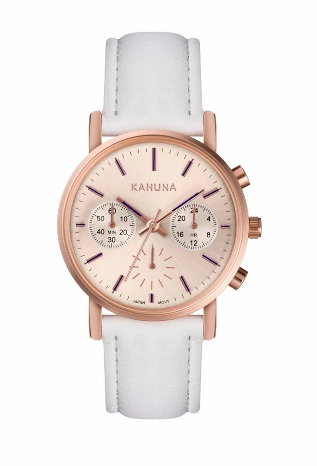 KAHUNA WOMEN'S ROSE GOLD CASE WHITE STRAP CHRONOGRAPH WATCH - KLS0384L - RRP:£60 - Image 1 of 1