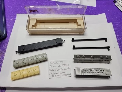 AS IS ASSORTED N SCALE RAILCAR LOCOMOTIVE PARTS LOT UNKNOWN BRANDS GOOD COND LOT - Image 1 of 4