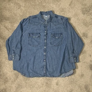 Old Navy Jeanshemd Damen 4X blau Chambray Perlen Druckknopf Western - Bild 1 von 5