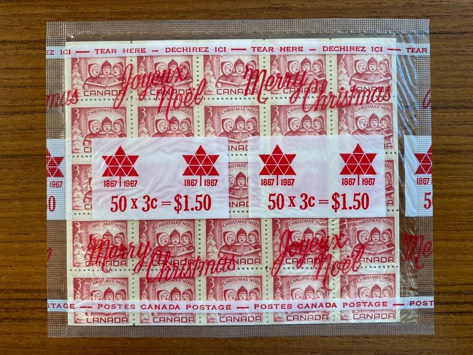 Canada Stamp Mini Panes - 1967  3c CHRISTMAS CHILDREN CAROLLING Panes of 25 W2B — 第 1/1 张图片