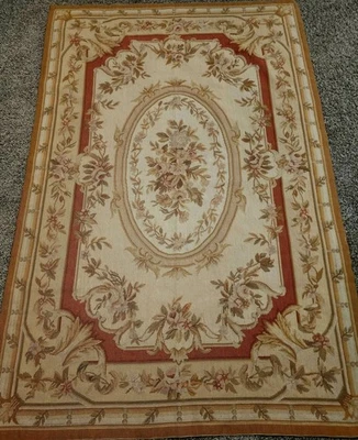 Винтажный ковер ручной работы с игольчатым наконечником плоского плетения Aubusson 45 x 71 дюйм. Отличное - Изображение 1 из 4