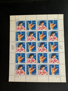 Scott #2783-2784 Recognizing Deafness/ ASL Pane of 20 29¢ Stamps (1993) - Picture 1 of 2