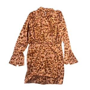 ASOS Design mini abito donna stampa animalier manica lunga colletto svasato polsino nuovo senza etichette - Foto 1 di 14