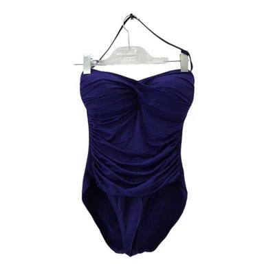 La Blanca One Piece Swimsuit Womens 8 Ruched Indigo Purple Removable Strap - Image 1 of 4