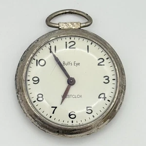 Vintage WESTCLOX Bull's Eye Silver Tone Pocket Watch Missing Crown (For Parts) - Picture 1 of 7