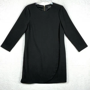J Crew Mod Overlap Shift Dress Womens 8 Black Preppy Classic Workwear Minimal - Picture 1 of 14