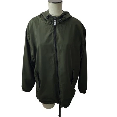 Pink Victoria Secret Anorak Olive Green Rain Jacket with Hood Size M - Изображение 1 из 4