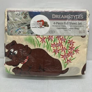 Vintage Pound Puppies 4 Piece Full Sheet Set Cotton Polyester Blend 1986 NEW!! - Picture 1 of 8