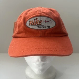Vtg Nike Toronto Canada Hat Hook & Loop Swoosh Cap Orange Fits S/M 90s NWT New - Picture 1 of 12