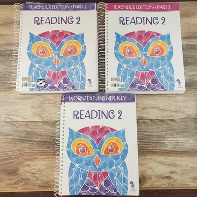 BJU Reading 2 Teacher's Edition Part 1 & 2 Worktext Answer Key Spiral Bound Lot - Image 1 of 4