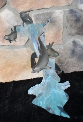 Escultura Wyland Lucite "Dolphin Sea" Foto 1 de 4